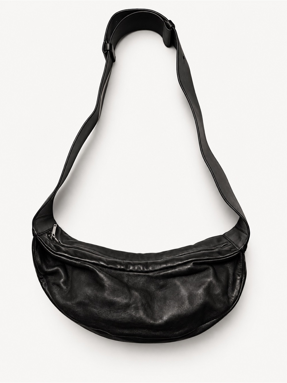 COS Black Leather Crescent Sling Crossbody Shoulder Bag